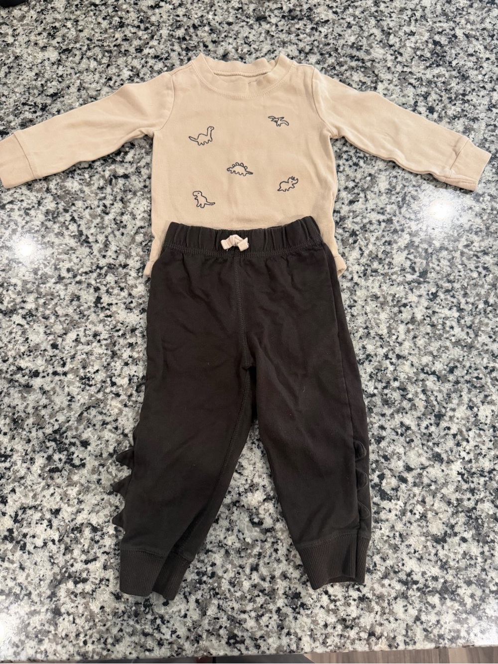 Carter's Beige Dinosaur Top with Brown Joggers